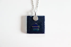 Arrow Pattern - Square Washi Paper Pendant Necklace