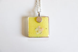 Blossoms Over Water - Square Washi Paper Pendant Necklace