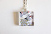 Load image into Gallery viewer, In Flight Lavender - Square Washi Paper Pendant Necklace
