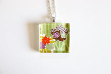 Load image into Gallery viewer, Bamboo Sakura - Square Washi Paper Pendant Necklace
