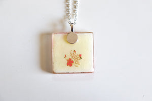 Cherry Blossom Season - Square Washi Paper Pendant Necklace