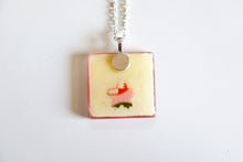 Load image into Gallery viewer, Circles of Red - Square Washi Paper Pendant Necklace
