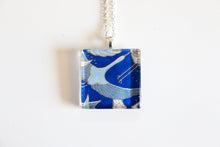Load image into Gallery viewer, Blue Crane - Square Washi Paper Pendant Necklace
