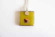 Load image into Gallery viewer, Purple Leaves - Square Washi Paper Pendant Necklace
