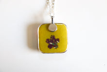 Load image into Gallery viewer, Purple Gardens- Rounded Square Washi Paper Pendant Necklace
