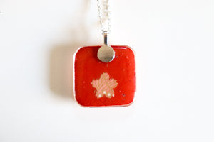 Peachy Skies - Rounded Square Washi Paper Pendant Necklace