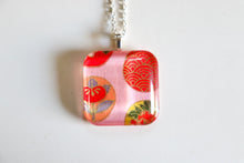 Load image into Gallery viewer, Bubbles - Rounded Square Washi Paper Pendant Necklace

