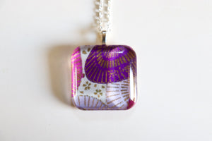 Parasol Party - Rounded Square Washi Paper Pendant Necklace