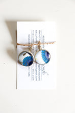 Load image into Gallery viewer, Blue Parasols - Washi Paper Earrings
