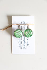 Green Stripes - Washi Paper Earrings