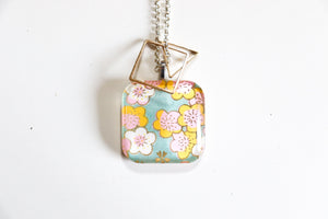 Flower Petals - Double Sided Washi Paper Pendant Necklace