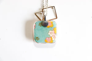 Flower Petals - Double Sided Washi Paper Pendant Necklace