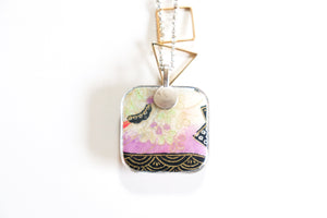 Landscape - Double Sided Washi Paper Pendant Necklace