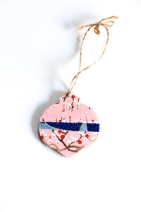 Cranes and Branches - Mini Wood Washi paperOrnament