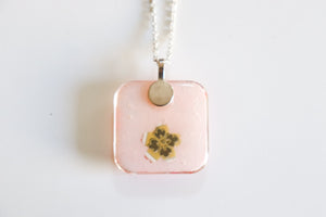 Pink Temari - Rounded Square Washi Paper Pendant Necklace
