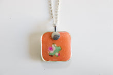 Load image into Gallery viewer, Green Blossom - Rounded Square Washi Paper Pendant Necklace
