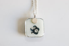 Load image into Gallery viewer, Soft Blue Blossoms - Rounded Square Washi Paper Pendant Necklace
